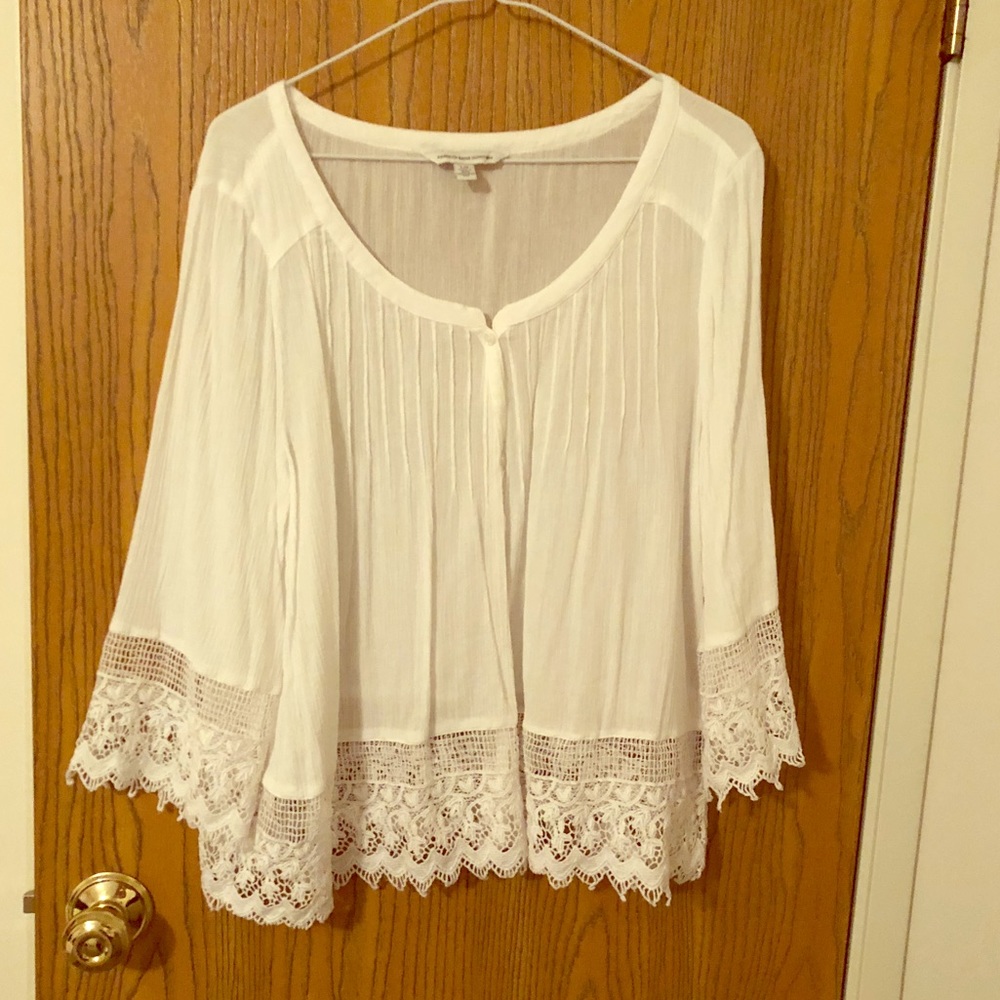 White top with lace bottom